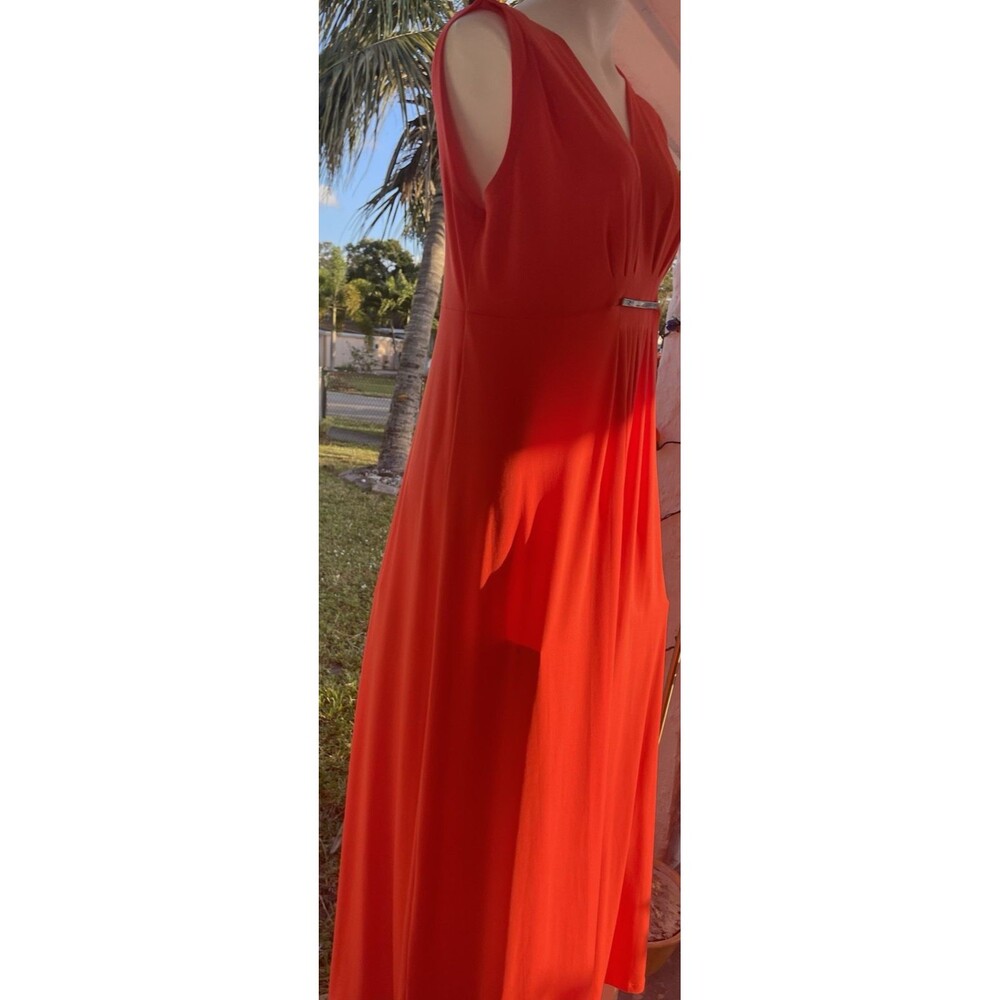 Michael Kors Cherry Tomato Red Dress Womens L Sleeveless V Neck Empire Waist - Picture 13 of 16